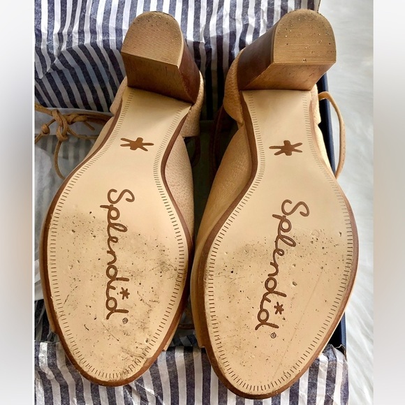 Splendid Jaylen Tan Leather Open Toe Booties Boots Ankle Tie Platform Heels 6.5​ - Picture 10 of 16